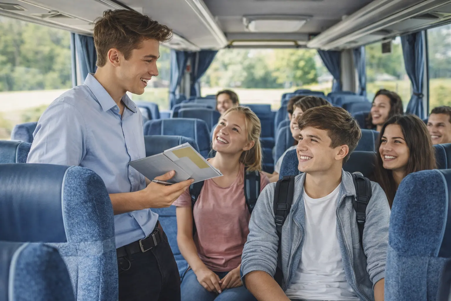 estudiantes viaje fin de curso barato autobus grupo escolar