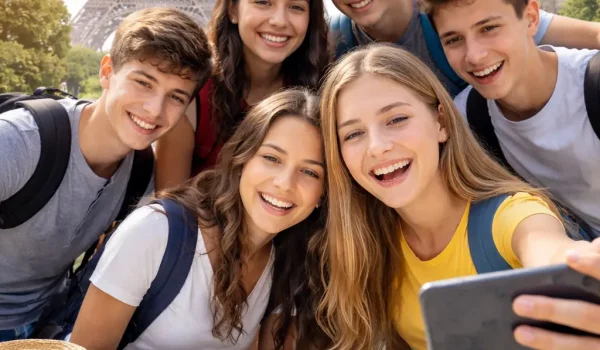 estudiantes de viaje escolar en europa visitando destinos como paris y barcelona